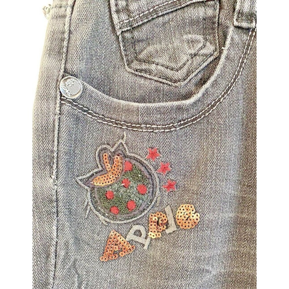 MFZ Meifanza Wear Apple Womens Jeans Sz 28 Black Sequins Embroidery Retro Hippie